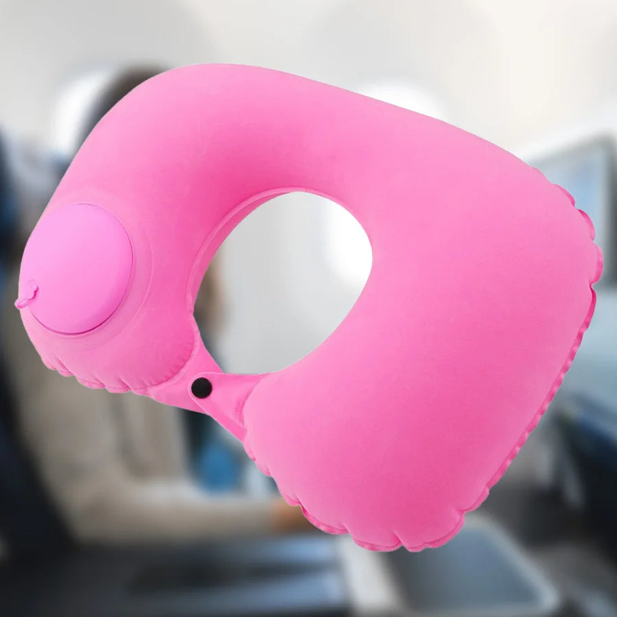 Flocking Inflatable Portable Neck Pillow That Can Be Stored And Self Filled Suitable For Outdoor Travel Business Trips camping