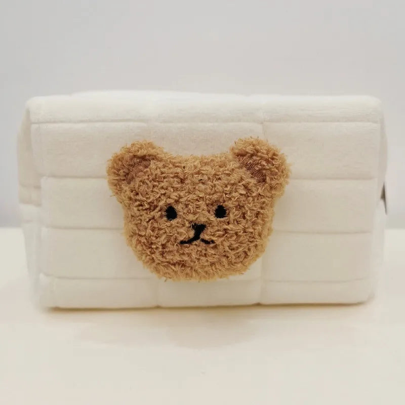 Portable Cute Bear Baby Toiletry Bag Make Up Cosmetic Bags Diaper Pouch Baby Items Organizer Reusable Cotton Cluth Bag for Mommy