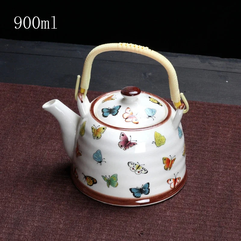 China  Porcelain Teapot with Strainer Net High Capacity 900ML Traditional Chinese Retro Ceramic Tea Set