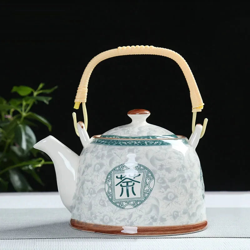 China  Porcelain Teapot with Strainer Net High Capacity 900ML Traditional Chinese Retro Ceramic Tea Set