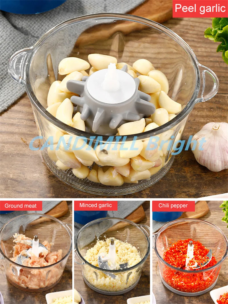 Garlic Peeling Machine Household Small Multi-functional Electric Garlic Pepper Chopped Blender Meat Grinder Food Processor