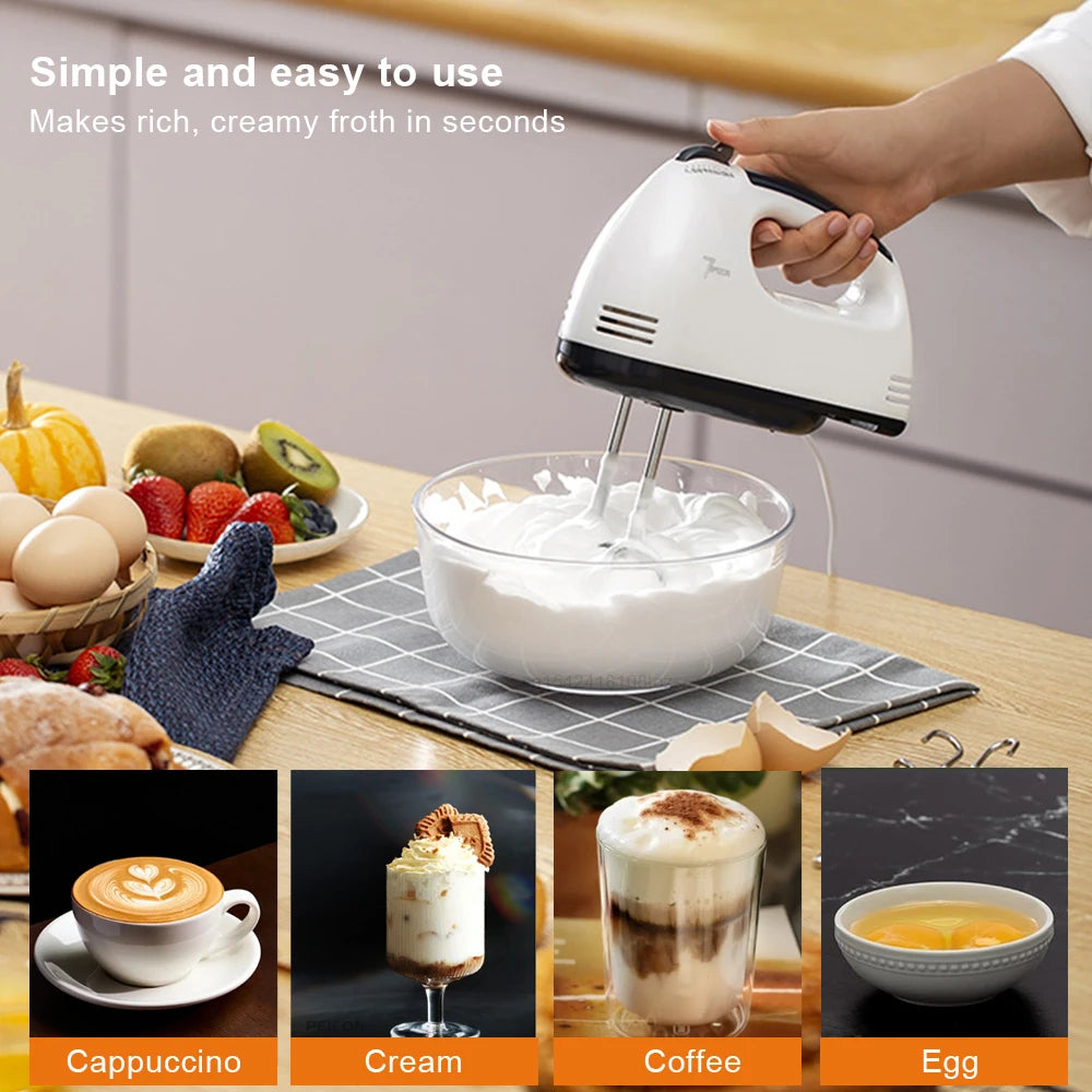 Electric Egg Beater Handheld Food Cake Bread Baking Dough Mixer for Kitchen Cooking 7 Speed Cream Egg White Blender Dough Mixer