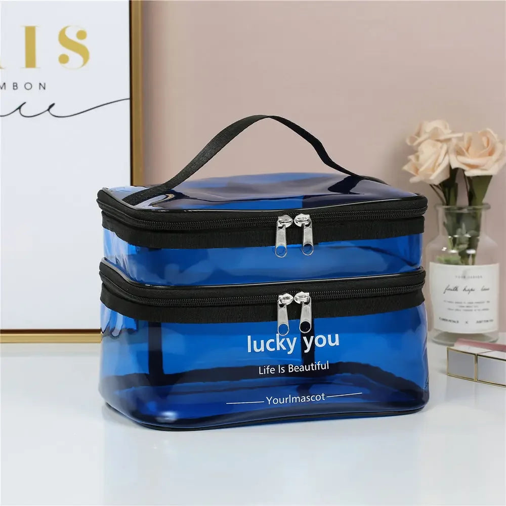 Waterproof Transparent PVC Bath Cosmetic Bag Women Make Up Case Travel Zipper Makeup Beauty Wash Organizer Toiletry Storage Kit