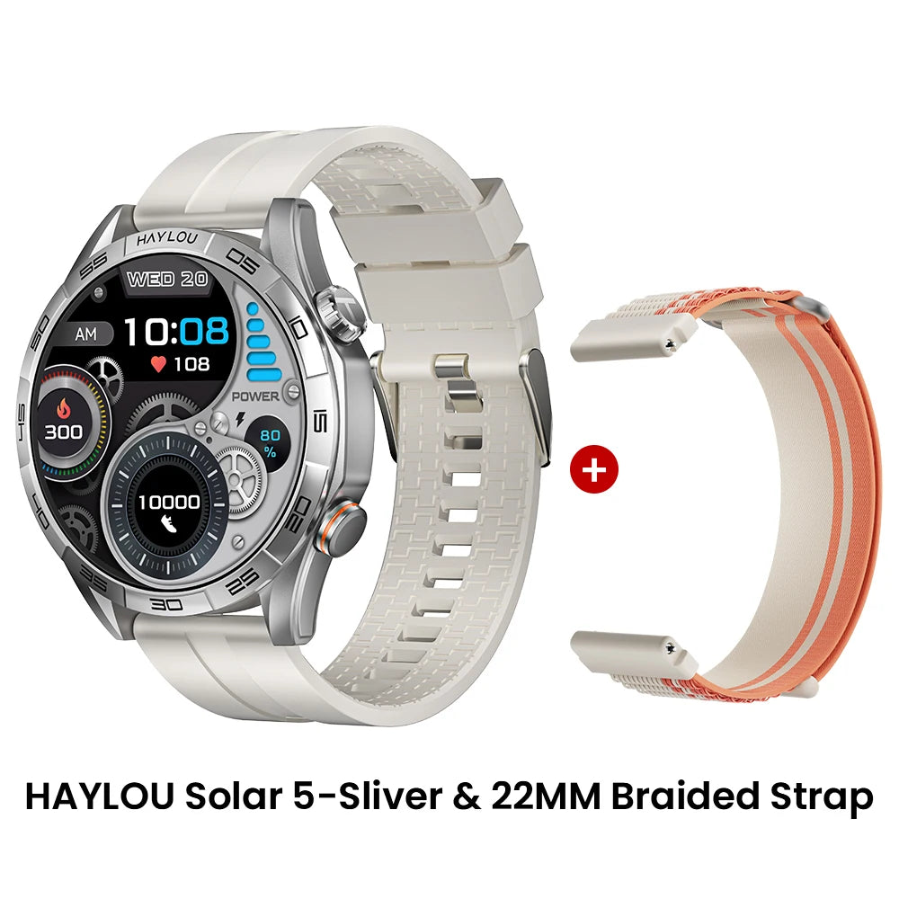 2025 HAYLOU Solar 5 Voice Calling Smartwatch 1.58'' AMOLED Display 60Hz Smart Watch 24H Health Monitoring Sports Smartwatch for