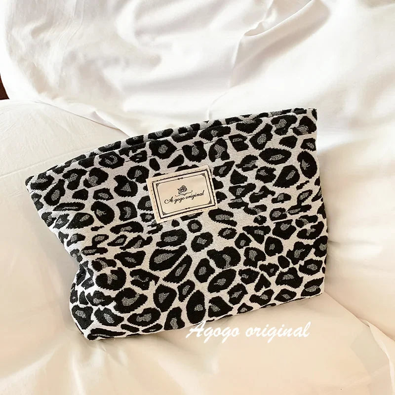 Leopard Printed Makeup Bag Thickened Travel Toiletries Cosmetic Bags Cases Pouch Handbag Makeup Bags Make Up Organizer Bag