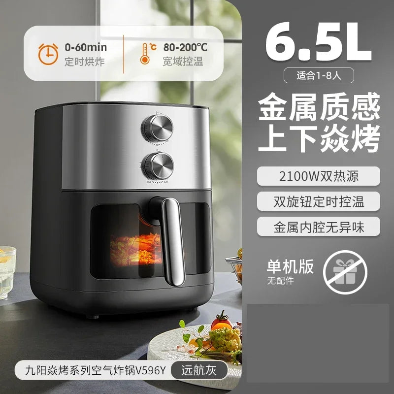 Joyoung deep fryer Smart Visual air fryers 6.5L Large capacity Air fryer Low fat oil free Automatic airfryer Home appliance 220V