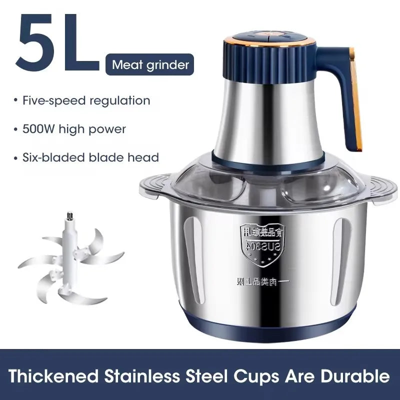 Electric Meat Grinder 304 Stainless Food Crusher Multifunction Vegetable Fruit Pepper Garlic Chopper Mincer Baby Food Blender