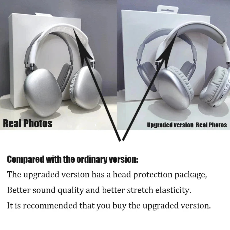 New P9 Wireless Bluetooth Headphones Noise Cancelling with Microphone Pods Over Ear Sports Gaming Headset for Apple iPhone