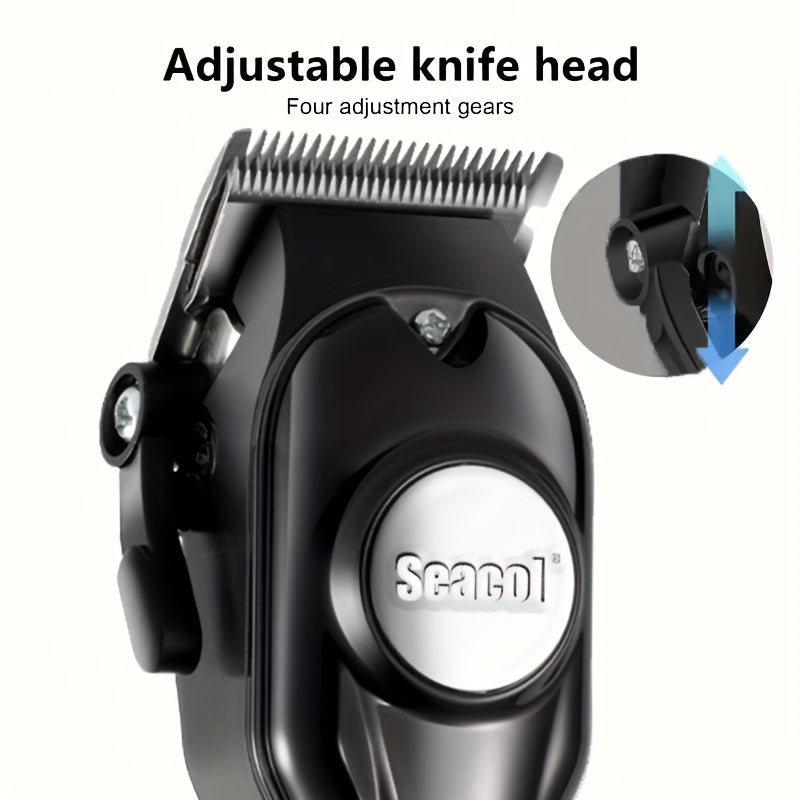 Professional Hair Clippers for Men, Rechargeable Cordless Electric Trimmer, ABS Body, with 900mAh Lithium Battery, USB Charging, LCD Display, Includes Limiting Combs and Cleaning Brush, for Portable Haircut Kit