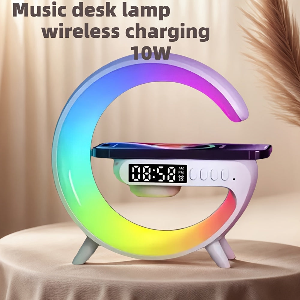 Kouzone Wireless Speaker with Sunrise Alarm, RGB Rhythm Light, Fast Charging - Tabletop 5.1 Surround Sound, Button Control, USB Type-C, Non-Waterproof, for Smartphones/Tablets, 300mAh Lithium Polymer Battery, 5-10W Output